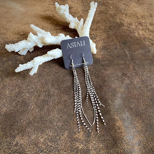 Mini Feather Earrings Grizzly & Silver - ASTALI