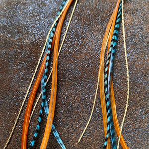 Mini Feather Teal Grizzly &amp; Fawn Earrings - ASTALI