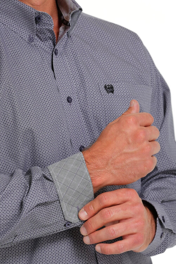 Men's Lilac Geometric Western Button Down Shirt - Cinch