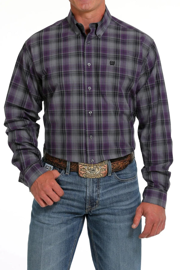 Cinch Men's Plaid 100% Cotton Western Shirt Big and Tall