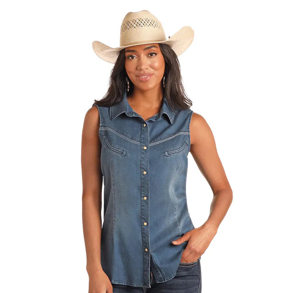 Women's Sleeveless Yoked Snap Shirt  - Panhandle