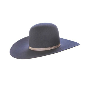 7X-B Denim with Silver Belly Band Open Crown - W. Alboum Hat Co.