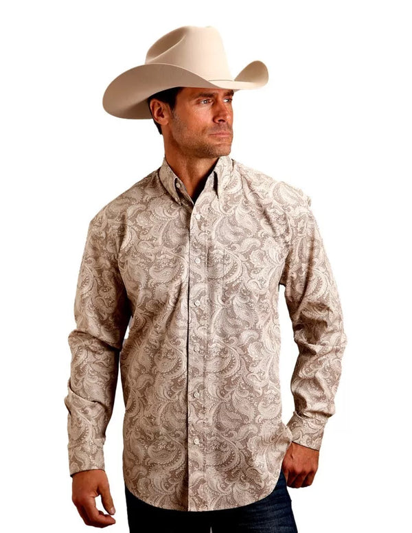 Men's Khaki Plume Paisley Shirt - Stetson