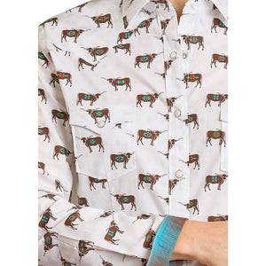 Women's Steer Print Snap Shirt - Panhandle Slim