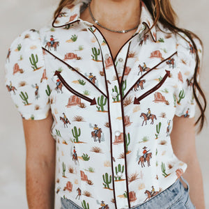 Ivory Western Cream Desert Button Down Shirt - Lucky & Blessed