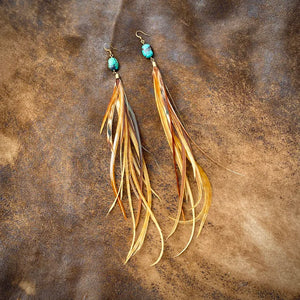 Turquoise & Feather Earrings - ASTALI