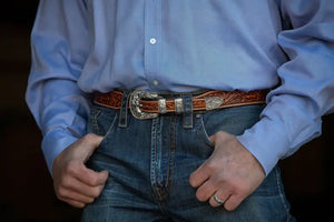 The Gold River 4-Piece Buckle Set 1" - Vogt Silversmiths